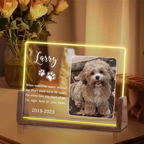 Customized Dog Memorial Gifts, Personalized Dog Memorial Gifts for Loss of Dog, Dog Memorial Night Light, Dog Loss Sympathy Gift, Pet Memorial Gifts, Pet Memorial Acrylic Plaque, Cat Memorial Gifts