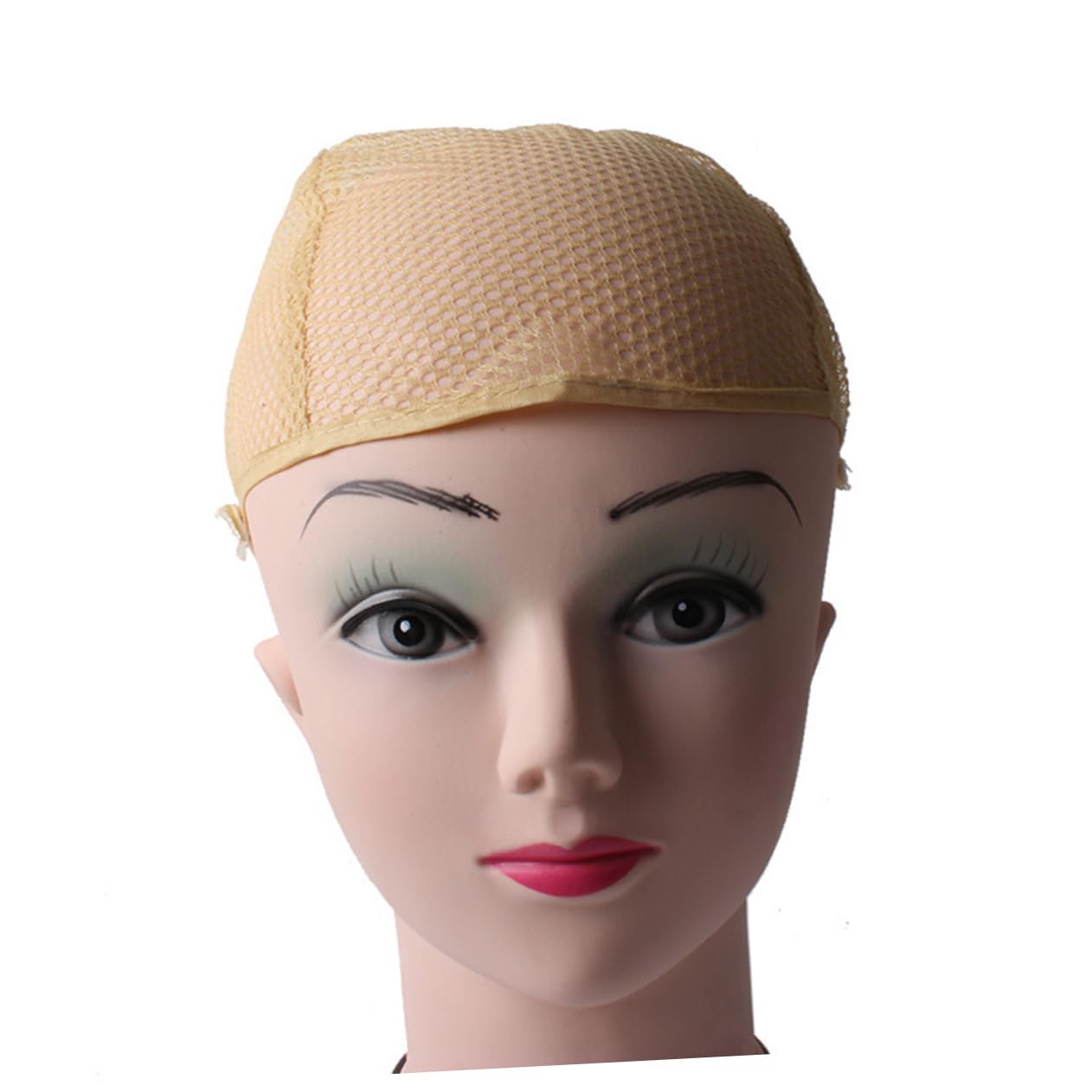 NOLITOY Unisex Beige Wig Cap Net Hair Bonnet Comfortable Stretchy Mesh Snood for Bun Sleeping Women