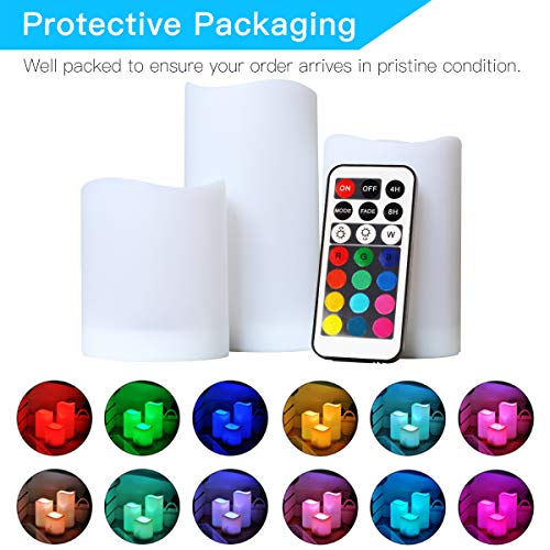Novelty Place Flameless Candles With Remote, [Real Flickering & Real Ivory Color] Battery Powered Led Pillars Candles With Remote Control And Timer Function - 12 Preset Multi Colors #TOP5