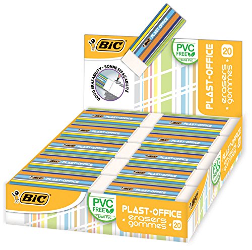 Gommes Plast-Office BIC en plastique pour le dessin et les devoirs à la maison