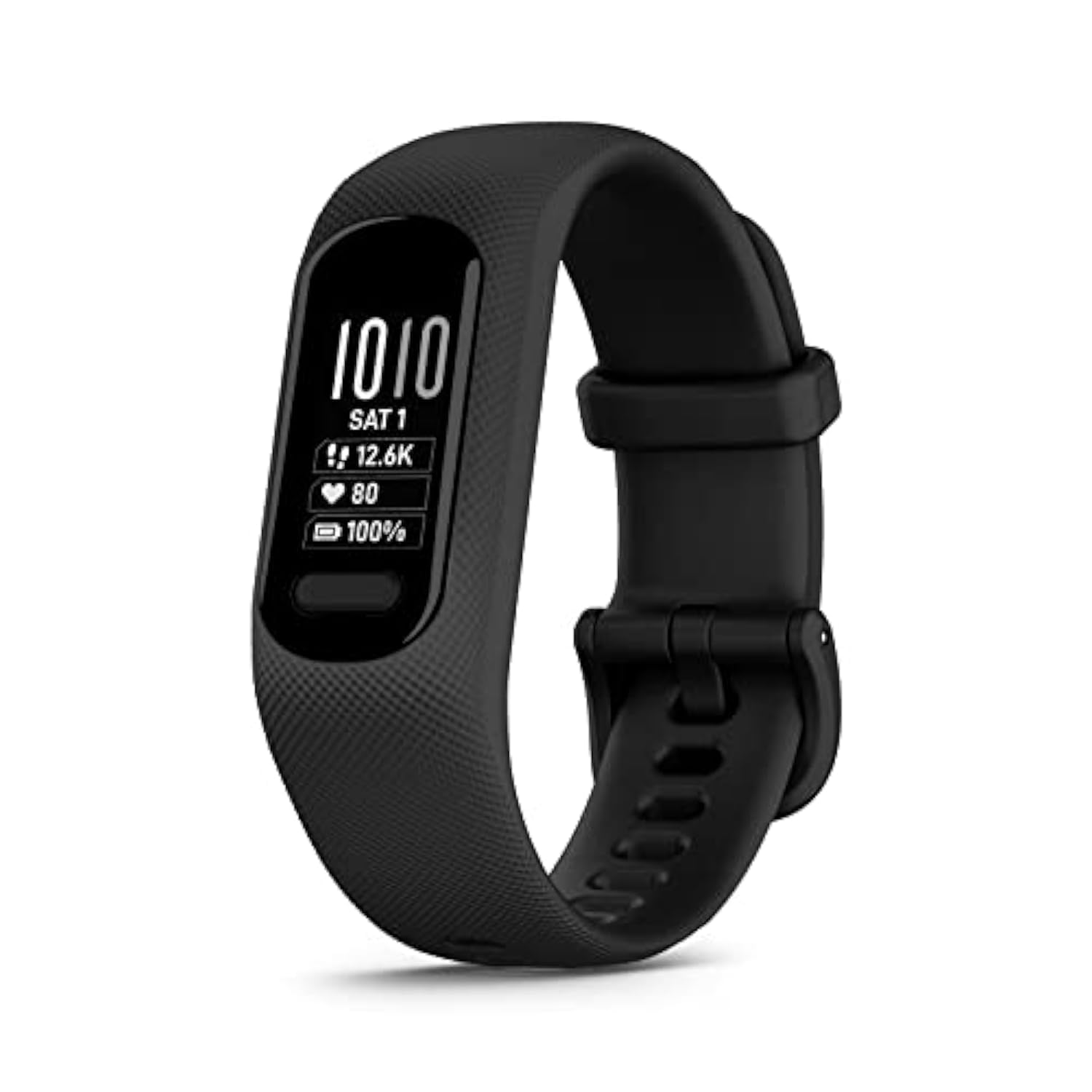 Garmin vívosmart 5, Smartband, Activity Tracker, Cardio, SpO2, GPS Smartphone, Passi, Calorie, Stress, 15 Sport, Rilevamento Incidenti, Display OLED, Notifiche (Black, 255 mm) (Ricondizionato)