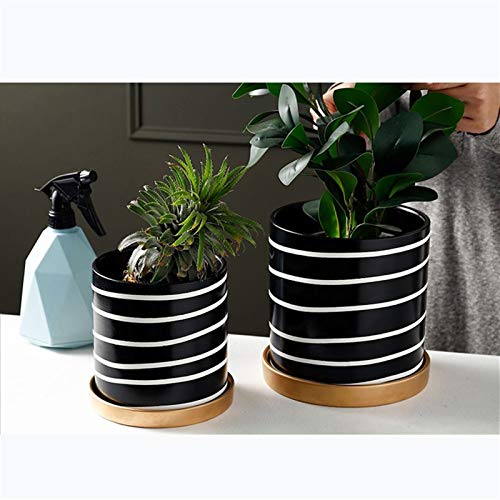 Set 3 vasi rotondi in ceramica beige lucido con decorazioni