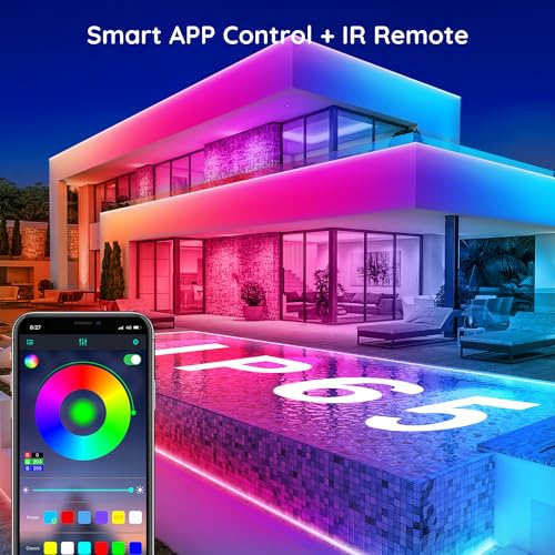 Aulimhti 60Ft Outdoor Waterproof Led Strip Lights,Music Sync Rgb Ip65 Led Lights With App Control And Remote,Color Changing Waterproof Led Rope Lights For Outdoor,Balcony,Roof,Garden,Stairs Party thumb #1