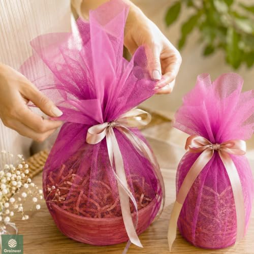Image of Magenta Tulle Fabric Roll 6 Inch x 100 Yards Tulle Ribbon