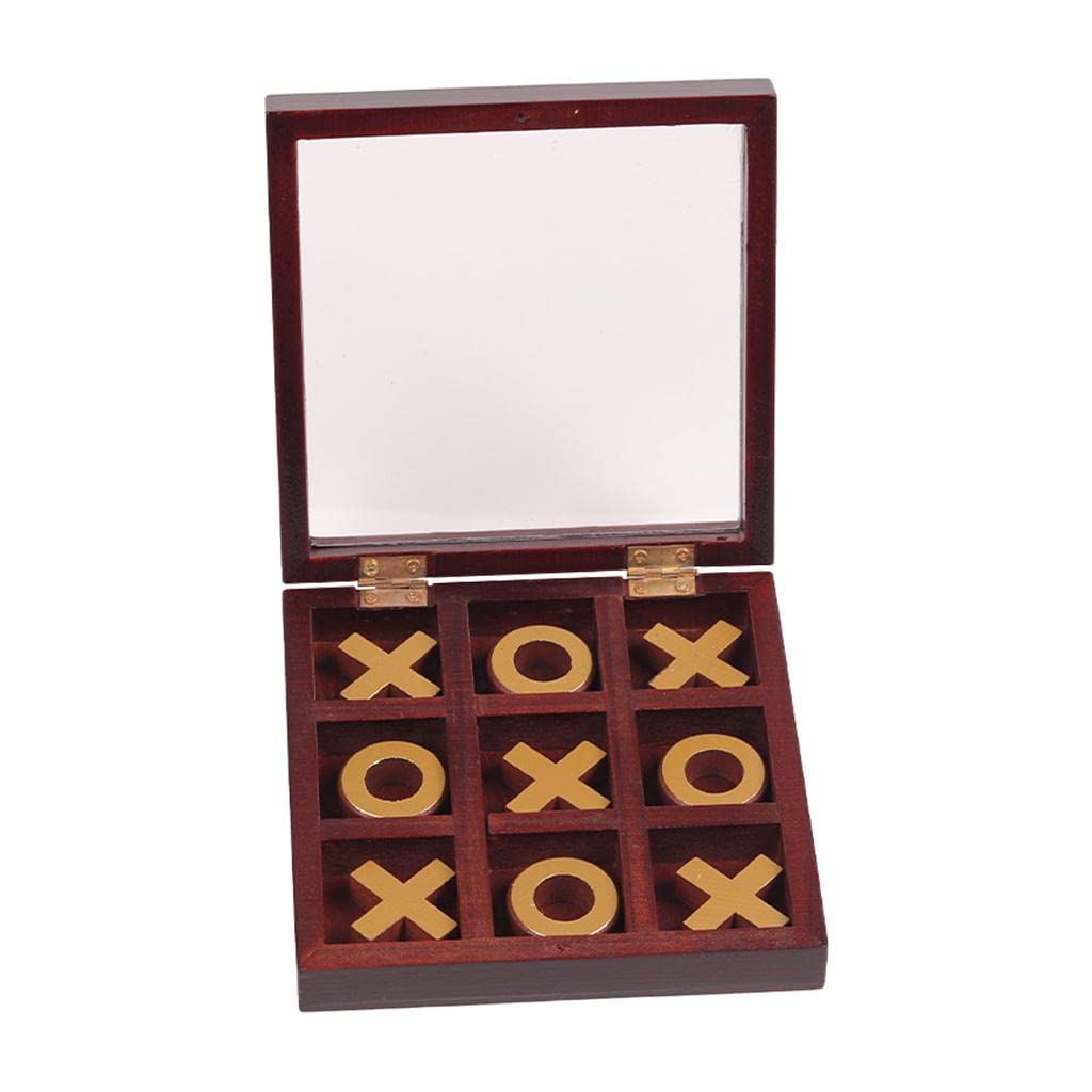 JISADER Wooden Tic Tac Toe Game - Classic Noughts and Crosses Coffee Table Decor Strategy Board Game for Families and Kids
