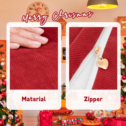 ZWJD Christmas Red Pillow Covers 20x20 Set of 2 Chenille Throw Red Cushion Covers with Elegant Design Soft and Luxurious Decorative Pillows for Couch, Bed, and Christmas Decor