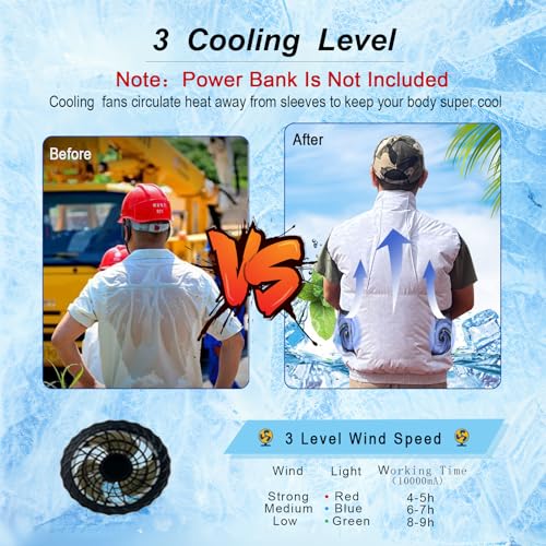 Cooling Vest for Men and Women with Air Conditioning Fans，Water-resistant Surface Lightweight Quick Dry with UV Protection2