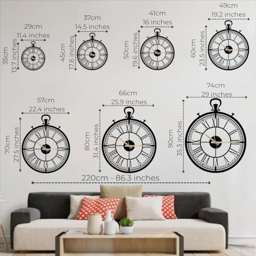 Image of Stylish Metal Analog Wall Clock for Living Room, Bedroom, Office, Kitchen, Home and Hall | Antique Fancy Big Size Modern Wall Watch for Home Decor (DA-230, 40 CM)