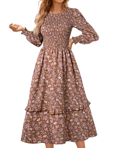 Robe midi à manches longues pour femme : le confort chic à smocks