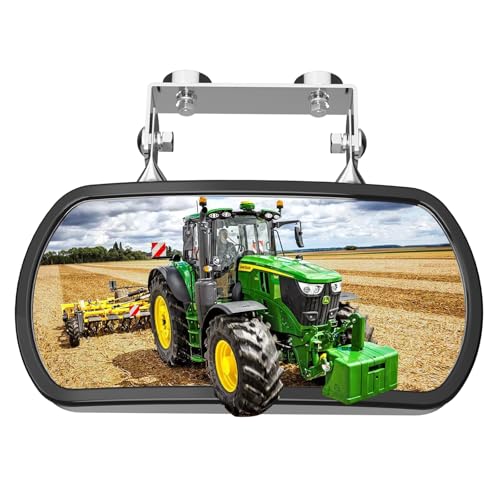 Piclafe Universal Magnetic Tractor Mirror Stainless Steel Rear and Side Mirror for Tractors Forklifts Lift Trucks Golf Cart Fit for John Deere Kubota Magnets or Screw Installation no Vibration