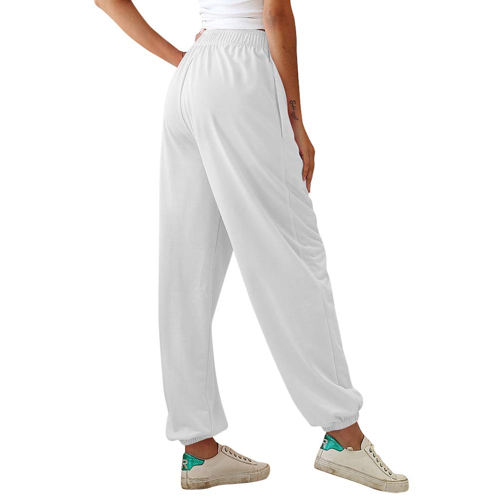Nuofengkudu Mujer Harem Pantalones Jogging con Bolsillos Elastica Cintura Alta Comodo Llanura Largos Pantalón Deportiva Jogger Pants Sweatpants Casual Ropa de Casa