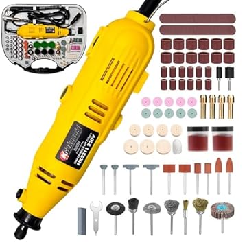 Mini Retifica Profissional 500w 210 Pçs Nakasaki Com Maleta Completa (Amarelo - 110V)