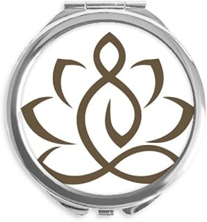 Culture Lotus Figure Hand Compact Mirror Round Portable Pocket Glass
