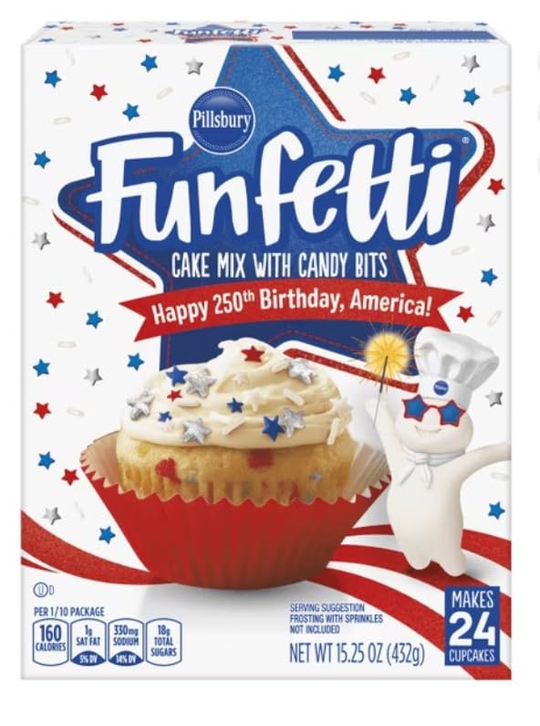 Pillsbury Funfetti Cake Mix with Candy Bits, Makes 48 Cupcakes - 15.25 ounces (Pack of 2).