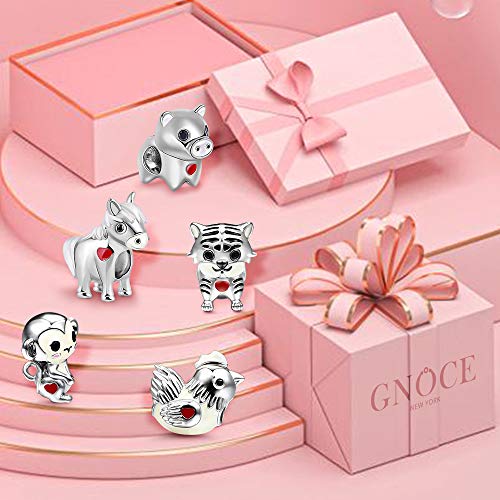 GNOCE Horse Charm Bead Sterling Silver Vigorously And Freedom Zodiac Signs Animal Charm Bead Fit Bracelet/Necklace Jewelry Gift for Women Mens3