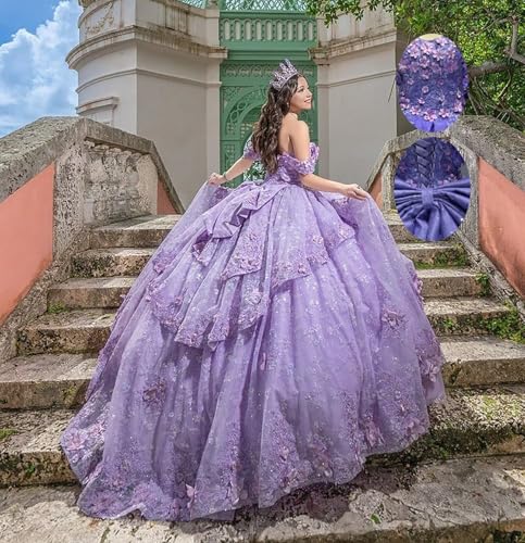 XYAYE Off Shoulder Quinceanera Dresses with Bow Puffy Tulle Sweet 15 16 Dresses with Train Gorgeous Lace Beaded Ball Gown2