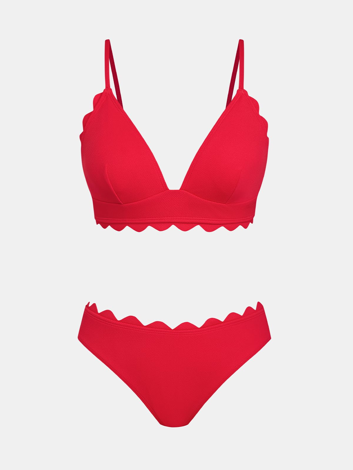 CUPSHE Damski zestaw bikini z krawędzią muszli, trójkątne bikini, tropikalny wzór, dwuczęściowy strój kąpielowy