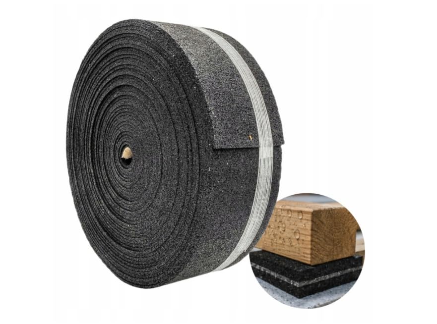 Rollo de Goma Antivibración 10 m x 100 mm x 6 mm para Terraza y Rastreles