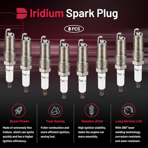 Image of BDFHYK XP5426 Iridium Spark Plugs Compatible with Chrysler PT Cruiser 300 Sebring,Compatible with Dodge Avenger Neon Caravan Engine Replacement for LZTR5AIX13 2314 Set of 8
