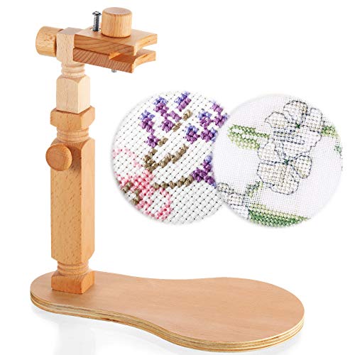 Rotated Embroidery Frame Hoop Stand Wooden Adjustable Cross-Stitch Frame Holder Stand for Most Sizes Hoops, Suitable for Studio, Chinese Embroidery Hand Sewing Art Craft of Hoops