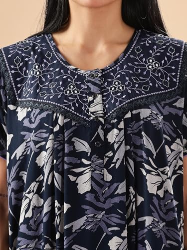Image of 9shines Label Premium Alpine Maxi Designer Nighty | Floral Print Maxi for Women | Night wear for Women | | Full Length Night Gown for Women | Night Dress for Women Stylish (2467)