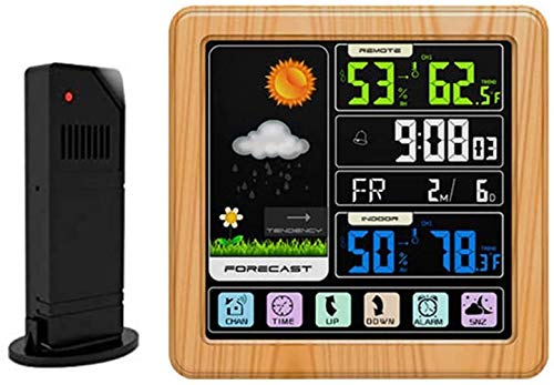 Wireless HD Touch Screen Weather Station With USB Charging Port, Mini Multifunction Temperature Sensor And Weather Forecast 7 Languages ??Home Weather Station Alarm Clock,A