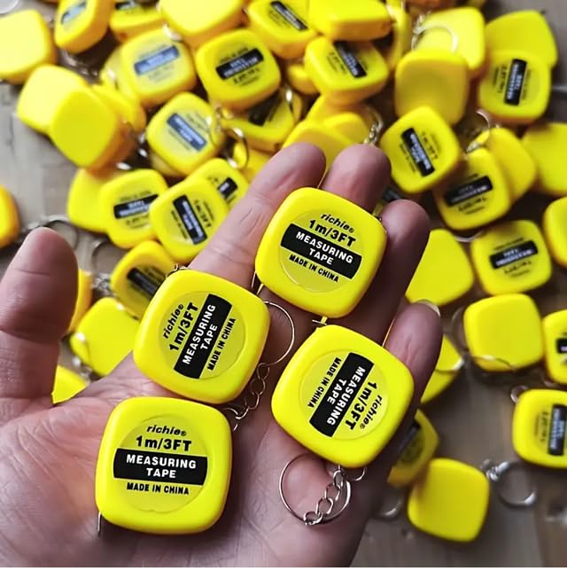 Mini 1 Metre Anahtarlık Metre | Taşınabilir Ölçüm Bandı | Cep Tipi Sarı Plastik Mini Tape Measure – Dikiş, Hobi ve Günlük Kullanım İçin