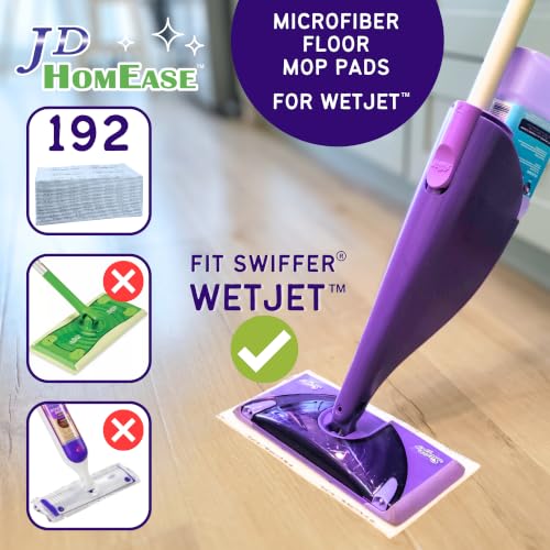 Image of 192 Pack Premium Microfiber Replacement Pads for Swiffer WetJet - Super Absorbent, Lint-Free, Durable-11 inchx5.5 inch, Perfect Fit Swiffer WetJet Mop - Safe on Hardwood, Tile, Vinyl