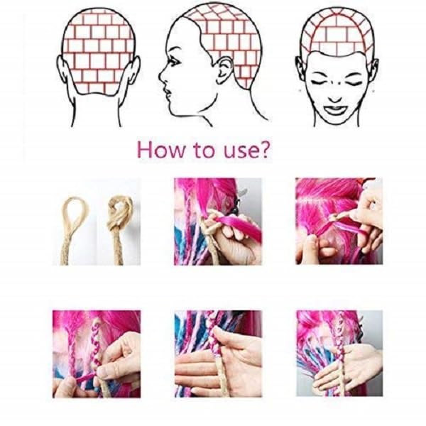 Miniatura 4 de Extensiones sintéticas de rastas, extensiones de cabello trenzado de ganchillo, extensiones de cabello trenzado para mujeres y hombres, 10 hebras