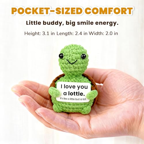 I Love You Turtle Gift for Girlfriend Boyfriend, Small Crochet Turtle - image 6