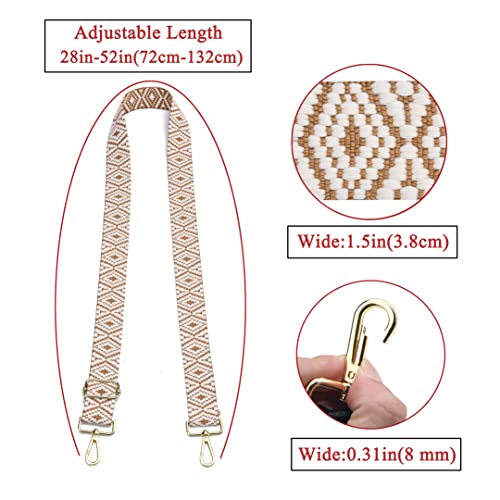 Image of Purse Strap Gold Hardware Replacement Crossbody Bag Strap, Wide Adjustable Shoulder Strap