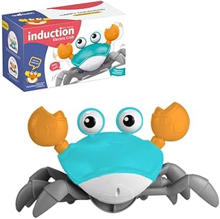 Crawling Crab Baby Toy with Music, Electric Crab Moving Toy, Automatic Obstacle Avoidance, Toddler Interactive Learning Development Toy for Kids Infants Toddlers (Green)