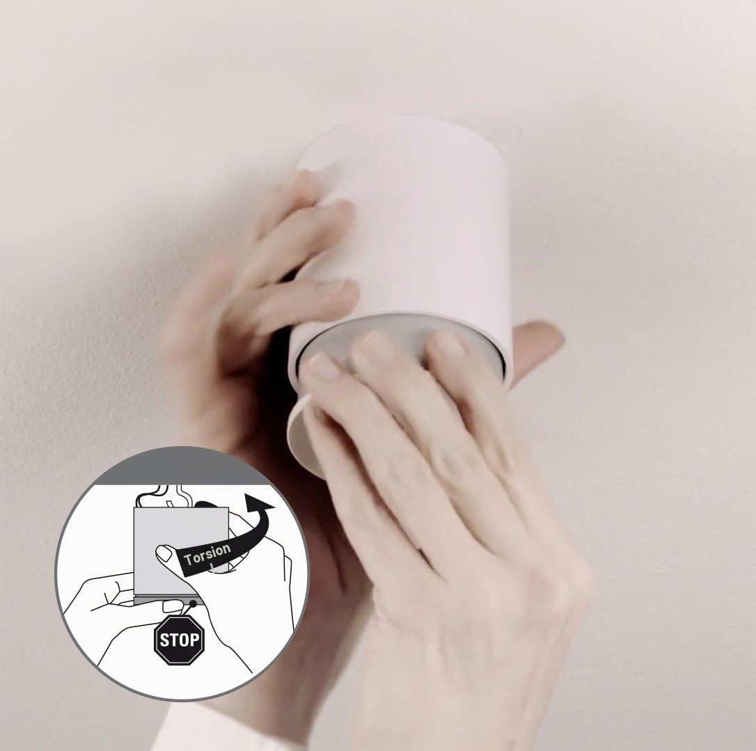 Twister Living plafonnier sans percer, installation facile avec un seul crochet, design breveté, douille E27, finition sable moderne