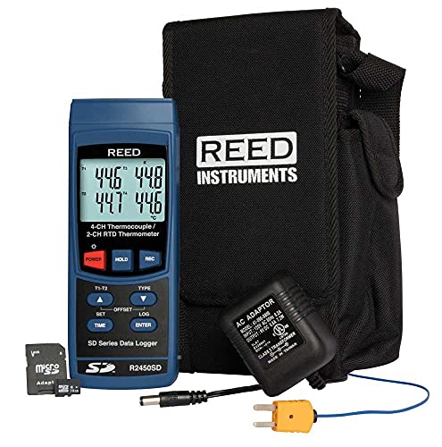 REED Instruments R2450SD-KIT Data Logging Thermometer with Power Adapter and SD Card