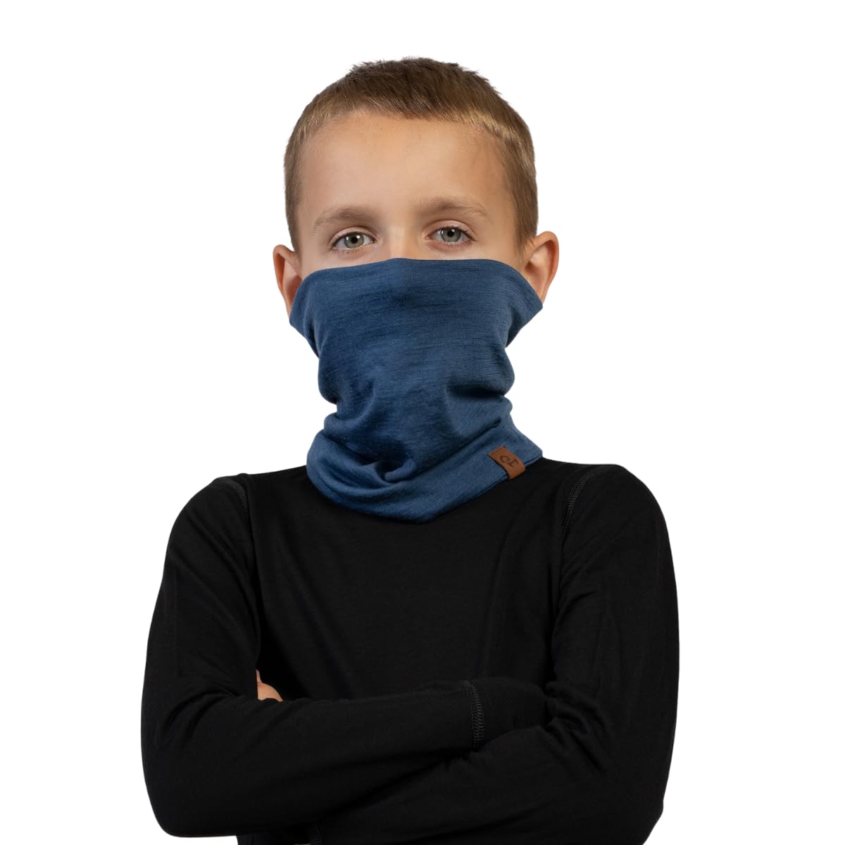 menique Kids Neck Gaiter – 100% Merino Wool, Double Layer Thermal Snoods, Breathable Snood Scarf, Neck Warmer for Boys & Girls, Skiing Outdoors Sports (One Size, Denim)