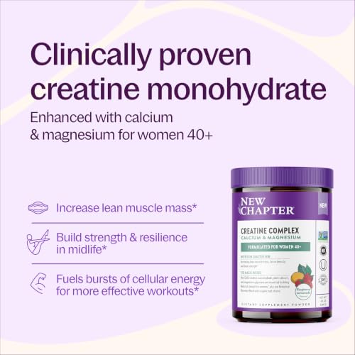 New Chapter Creatine Monohydrate Powder Supplement - Clinically Proven Strength Support* - Creatine for Women 40+ - Magnesium Glycinate for Muscle Recovery, Calcium for Bones + Tart Cherry, 246g - image 2