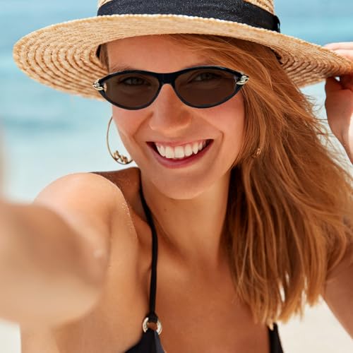 Cat Eye Sunglasses for Women Chic Retro Oval 90s Sunnies Lightweight Small Shades Trendy UV protection Sun Glasses3