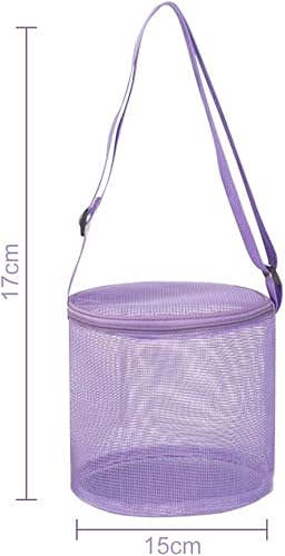 Miniatura 8 de ikasus Bolsa de playa de malla para niños, bolsa de recolección de conchas plegable grande para niños, bolsa de almacenamiento de juguetes para