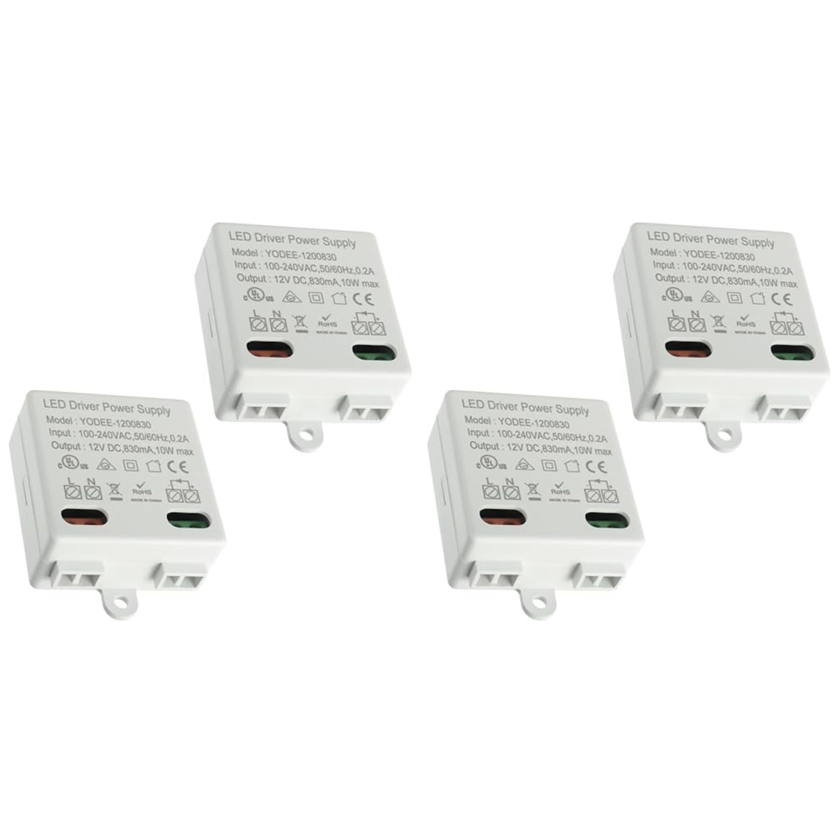 Jnchdghwa White 4X 12 V/Dc 10W Mini Led Transformer Led Transformer Mini For 12 V Led Lights And Stripe No Minimum Load Requirements