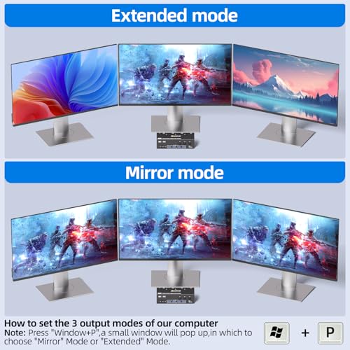 Image of HDMI+2Displayport 3PC KVM Switch 3 Monitors 3 Computers 8K@60Hz 4K@144Hz,Triple Monitor KVM Switches with 4 USB3.0 Port for USB Devices,Wired Remote,Power Adapter and USB Cables Included.