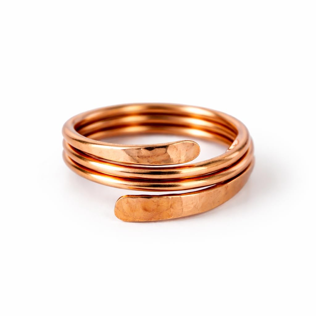 Pure Copper Adjustable Ring for Men & Women | Handmade Hammered Open Wrap Band | Solid Copper Finger Ring | Minimalist Unisex Fashion Jewelry | Gift for Her-image-10