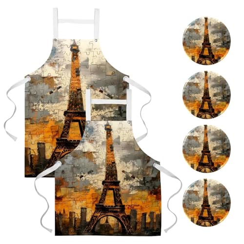 Tablier de cuisine Tour Eiffel idéal pour pâtisserie et bistrot lot de 2