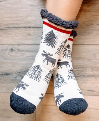 Lazy One Plush Nonskid Socks With Cute Designs for Women, Fuzzy Sherpa Fleece-Lined4