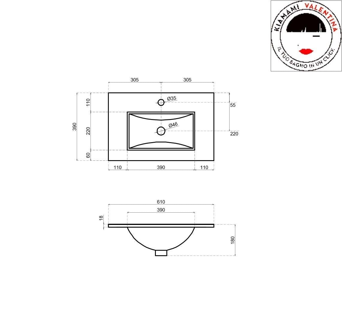Kiamami Valentina - Mobile Bagno 60 Cm Con Due Ante Modello Bianco Foresta | Vinci