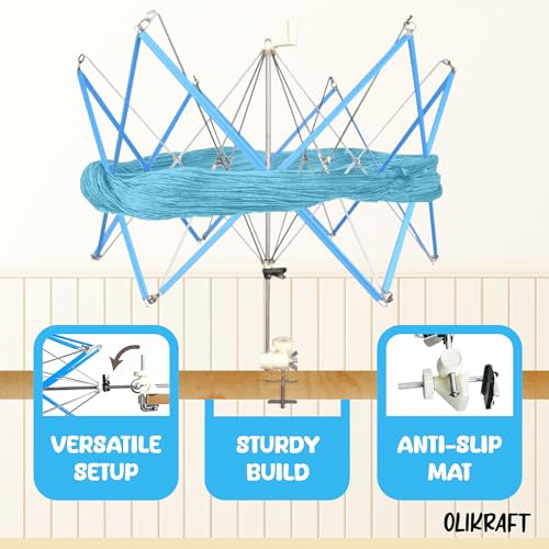 Image of Olikraft Crochet Yarn Winder for Crocheting and Umbrella Swift (with Skein Holder) Combo Set - Yarn Spinner for Crocheting, Cake Ball Winder, Roller, Baller, Spooler