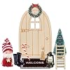 BINXWA Gnome Door Accessories Christmas Tree Decorative Wreath Gnome Door Wooden Christmas Gnome Small Wall Hanging Christmas Decoration Gnome Door Set