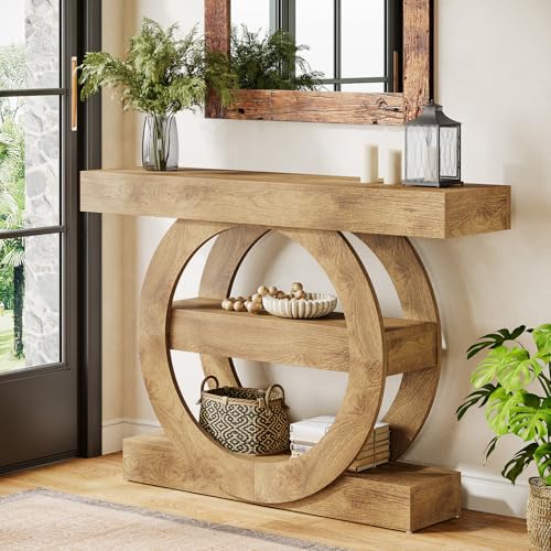 Tribesigns Table Console étroite pour canapé, 105 x 30 x 80 cm, Table d'entrée à 3 Niveaux, Console Meuble avec Rangement pour Couloir, Salon, Bureau et...
