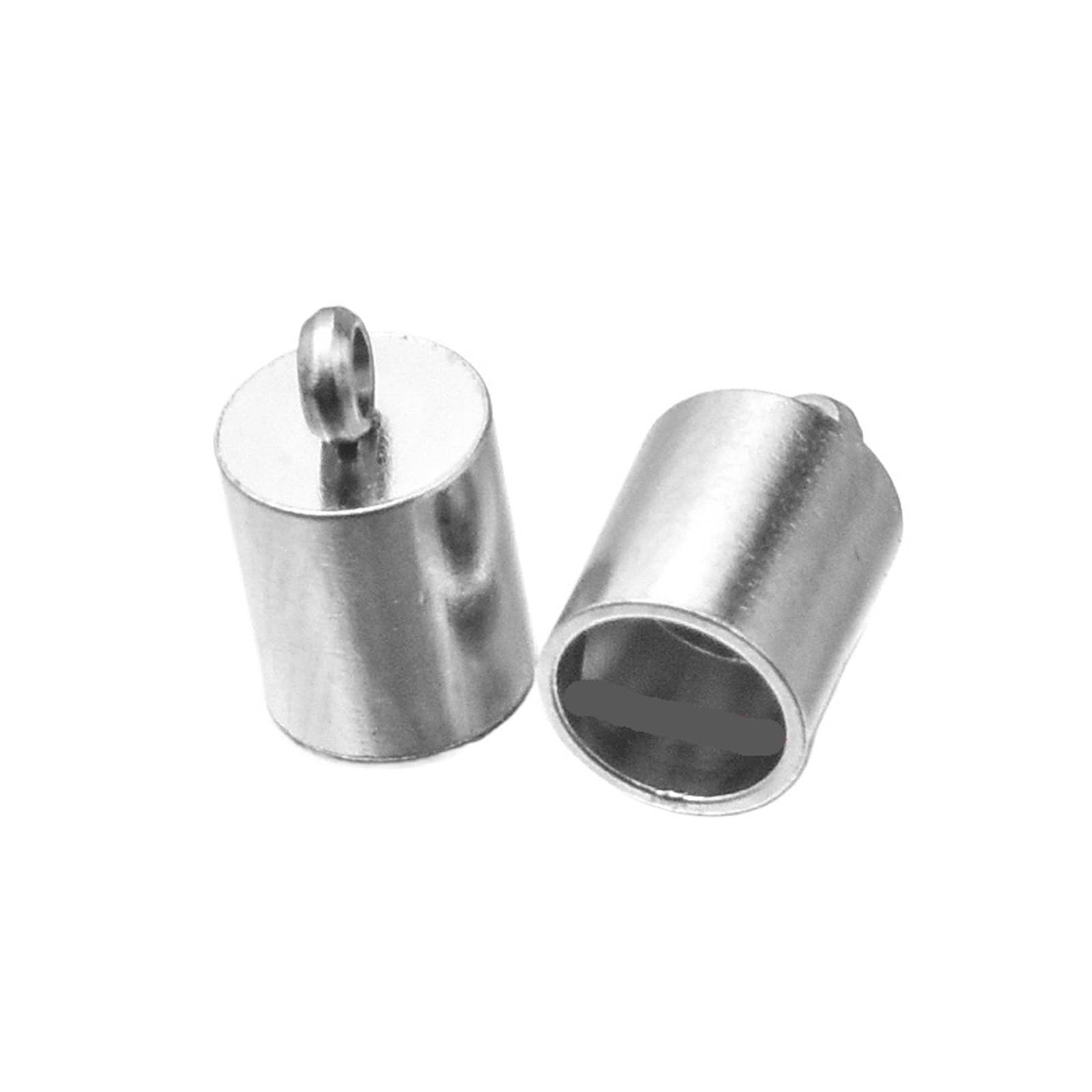 WEKONUMEX Rope Stoppers, Rope Stoppers Pack Of 20 Stainless Steel End Caps Multi Size For Leather Cord DIY Jewelry(7mm)