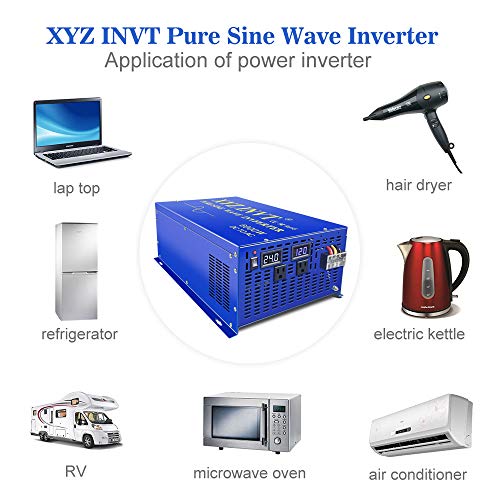 XYZ INVT 6000w Power Inverter Pure Sine Wave Inverter 24v dc to ac 110v 120v Peak 12000w Heavy Duty for Off Grid Solar Power System Home Emergency (6000w24v)