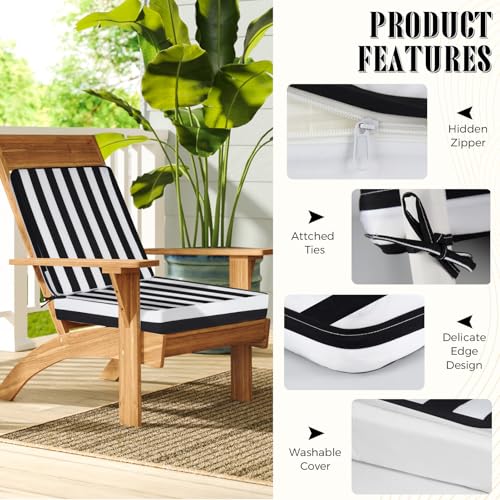 Image of Deep Seat Patio Cushions Set of 2, 24x24 Inch Waterproof & Fade Resistant Outdoor Chair Cushions, Thick Padded Replacement Sofa Cushions for Garden Yard Furniture